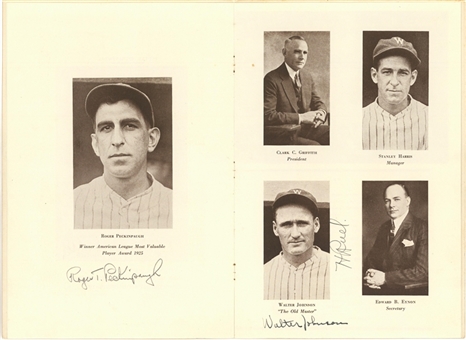 1925 Banquet Dinner Program Honoring 1924-1925 Washington Senators Signed by Johnson, Peckinpaugh & Ruel (Beckett)